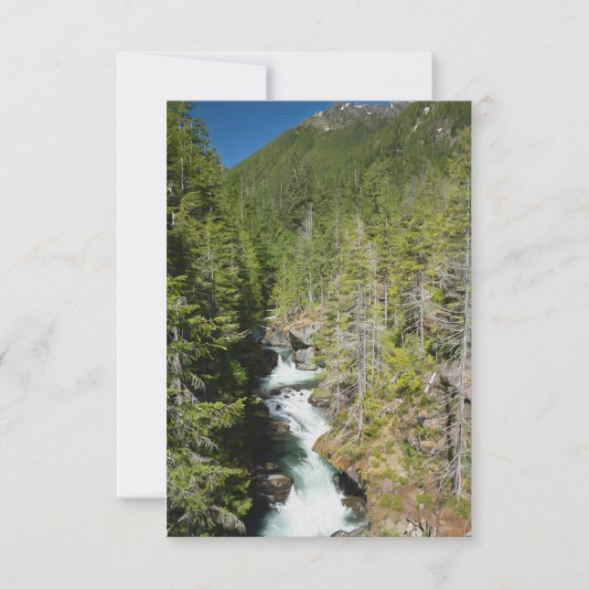 Tarjeta De Agradecimiento Cascada en el bosque nacional olímpico (Anverso)