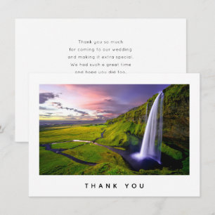 Tarjeta De Agradecimiento Cascada Islandesa Foto Verde Naturaleza Boda
