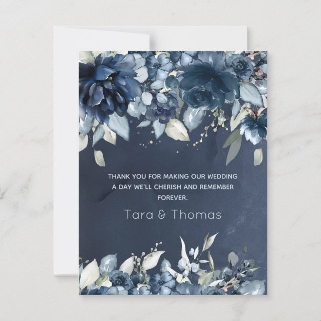 Tarjeta De Agradecimiento Cascading Peonies Boda Gracias (Anverso)