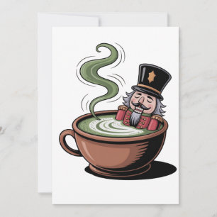 Tarjeta De Agradecimiento Cascanueces Divertido en una Bañera de Matcha en N