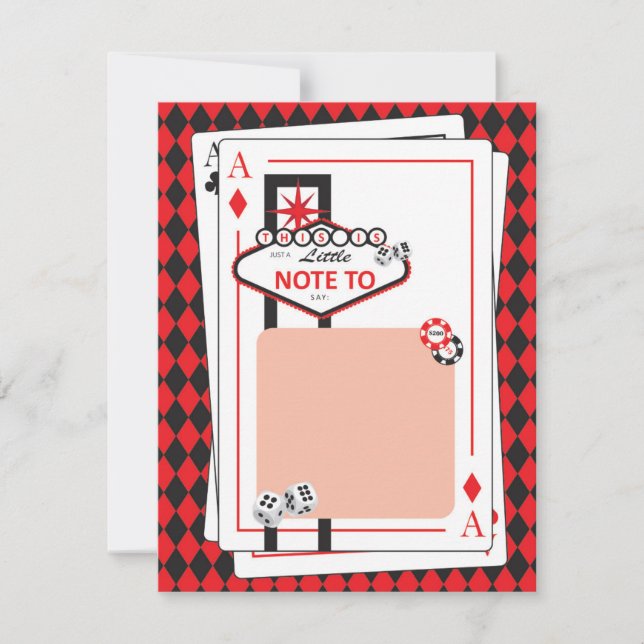 Tarjeta De Agradecimiento Casino / Las Vegas Night - Fiesta adulto - Gracias (Anverso)