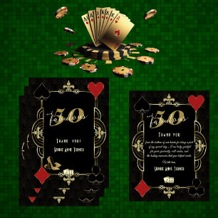 Tarjeta De Agradecimiento Casino Vegas Poker 50 y fabulosa fiesta de cumplea
