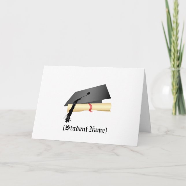 Tarjeta De Agradecimiento Casquillo y diploma, efectos de escritorio (Anverso)
