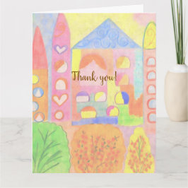 Tarjeta De Agradecimiento Castillo de Cuento de Hadas Pastel Caprichoso