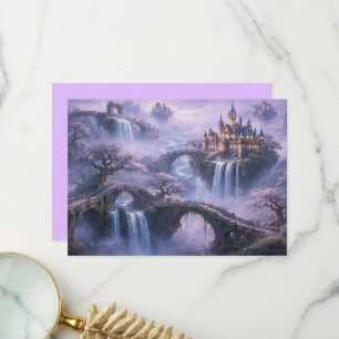 Tarjeta De Agradecimiento Castillo de Fantasía Paisaje Surrealista Azul Lava