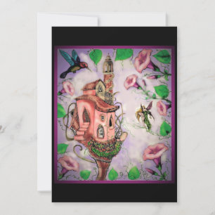 Tarjeta De Agradecimiento Castillo de hadas con Hummingbird