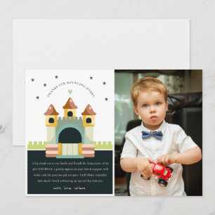 Tarjeta De Agradecimiento Castillo de Salto de Pastel Cumpleaños de Niños Fo