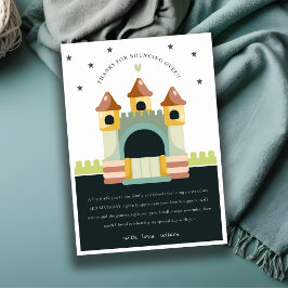 Tarjeta De Agradecimiento Castillo de Salto de Pastel Cumpleaños de Niños Sa