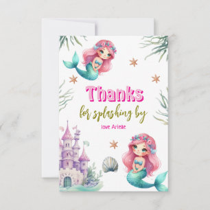 Tarjeta De Agradecimiento castillo de sirena rosa cumpleaños