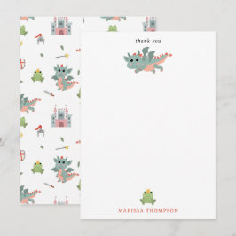 Tarjeta De Agradecimiento Castillo Medieval de Cuento de Hadas de Caballeros