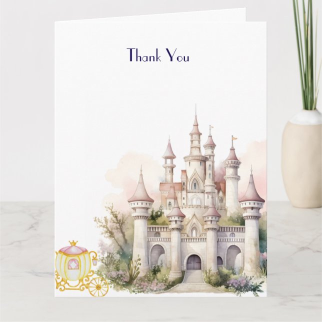 Tarjeta De Agradecimiento Castillo y Baby Shower gemelo de hadas (Anverso)