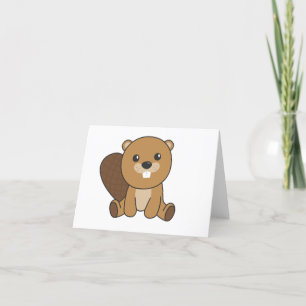 Tarjeta De Agradecimiento Castor Roedores Lindos Para Niños Gracias Castor D