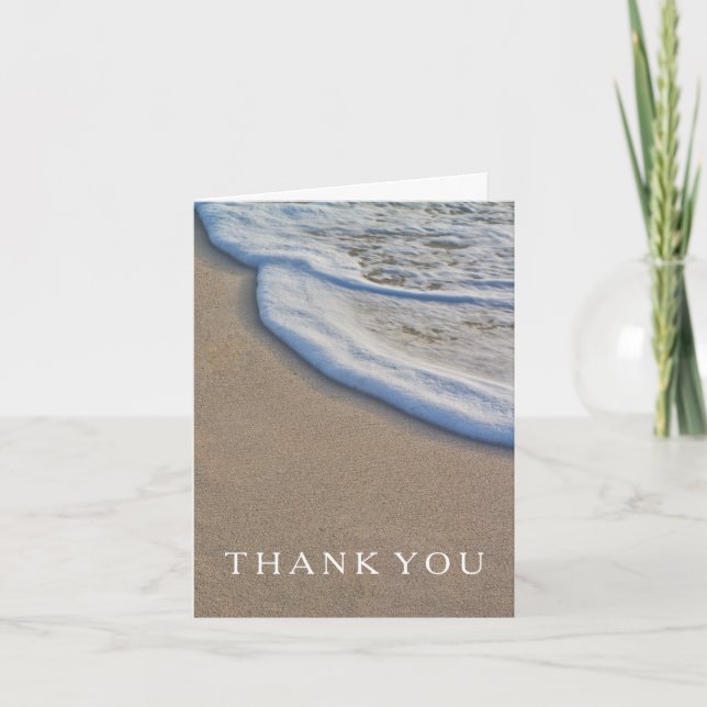 Tarjeta De Agradecimiento Casual Beach Wedding Gracias (Anverso)