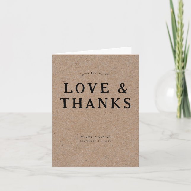 Tarjeta De Agradecimiento Casual Handwriter Typography Kraft (Anverso)