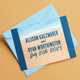 Tarjeta De Agradecimiento Casual Watercolor Beach Wedding