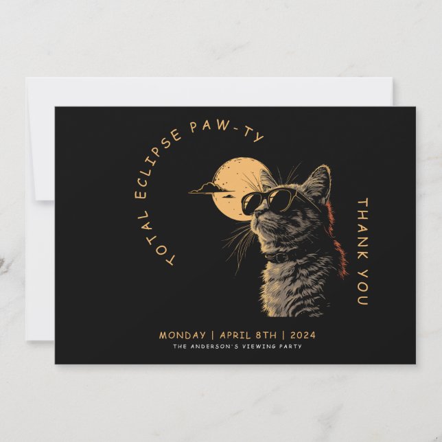 Tarjeta De Agradecimiento Cat 2024 Fiesta de visualización de eclipse solar  (Anverso)