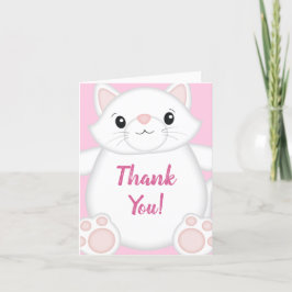 Tarjeta De Agradecimiento Cat Baby Shower Kitty Pink