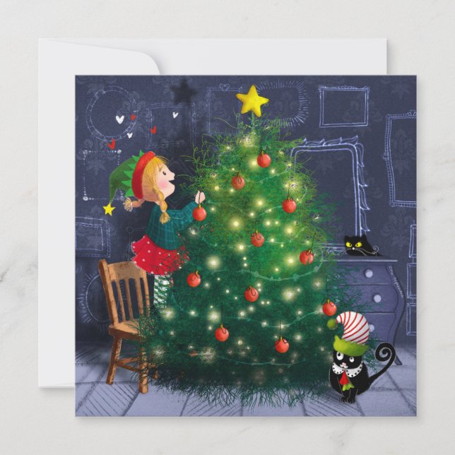 Tarjeta De Agradecimiento Cat Chaos Christmas (Anverso)