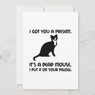 Tarjeta De Agradecimiento Cat Dead Mouse Pillow