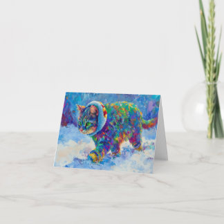 Tarjeta De Agradecimiento Cat in Snow Wearing Ear Muffs