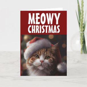 TARJETA DE AGRADECIMIENTO CAT SANTA HAT NAVIDADES DE MEOWY GREETING CARD