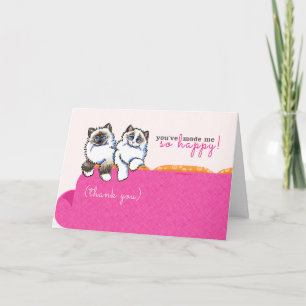 Tarjeta De Agradecimiento Cat Sitter Gracias Ragdoll Couch Pink