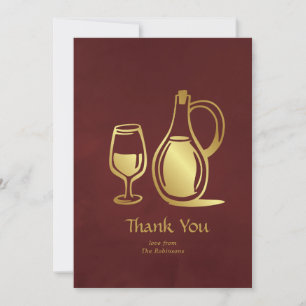 Tarjeta De Agradecimiento Cata de vino tinto y dorado