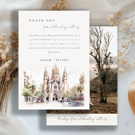 Tarjeta De Agradecimiento Catedral de Barcelona Boda de Fotografía de España