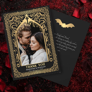 Tarjeta De Agradecimiento Catedral de novia gótica vampírica dorada Foto Bod