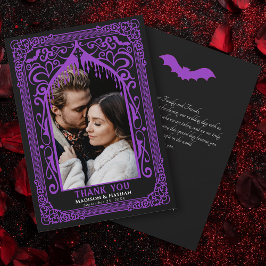 Tarjeta De Agradecimiento Catedral de vampiros góticos púrpura Foto boda