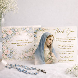 Tarjeta De Agradecimiento Catholic Funeral Memorial Blessed Virgin Mary 