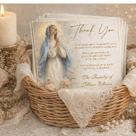 Tarjeta De Agradecimiento Catholic Funeral Memorial Blessed Virgin Mary 