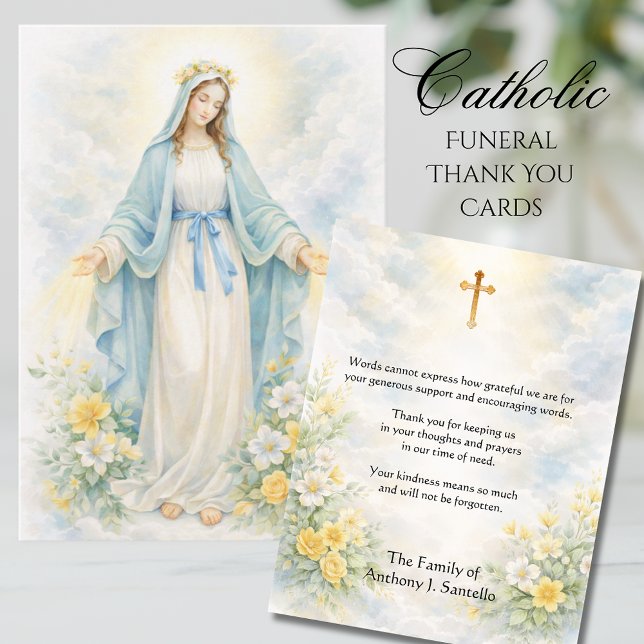 Tarjeta De Agradecimiento Catholic  Funeral Sympathy Mother Mary (Subido por el creador)