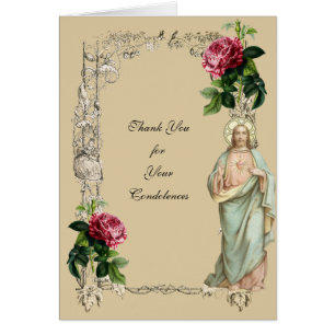 Tarjeta de agradecimiento católica Jesús Funeral