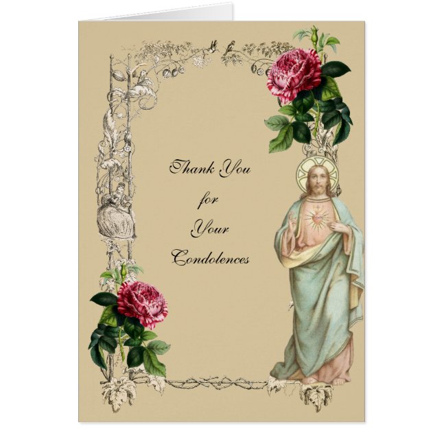 Tarjeta de agradecimiento católica Jesús Funeral (Frente)