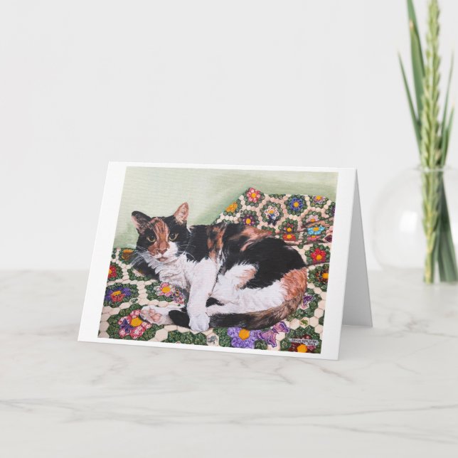 Tarjeta De Agradecimiento Cats and Quilts-Zoey Thank You Card (Anverso)