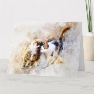 Tarjeta De Agradecimiento Cats Best Friends Forever acuarela