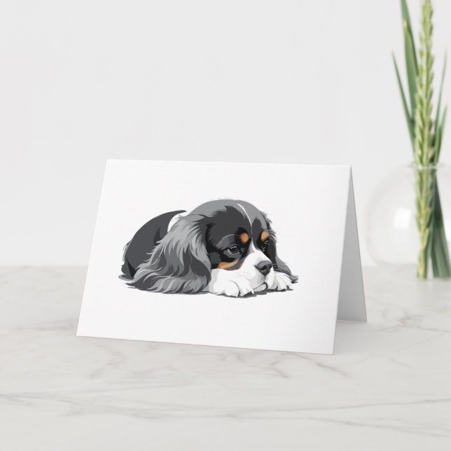Tarjeta De Agradecimiento Cavalier King Charles Adorable Animal Sleeping Fun (Anverso)