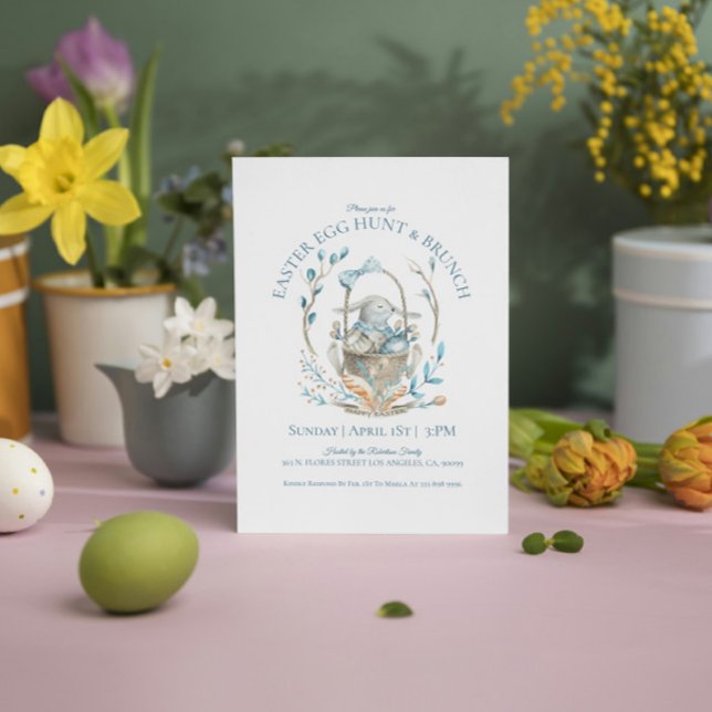 Tarjeta De Agradecimiento Caza de huevos de cesta de conejo de Pascua e invi (Subido por el creador)