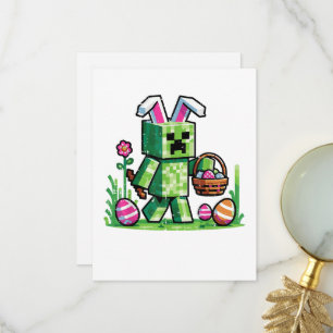 Tarjeta De Agradecimiento Caza de huevos de conejo de Pixel Gaming de Pascua