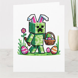 Tarjeta De Agradecimiento Caza de huevos de conejo de Pixel Gaming de Pascua
