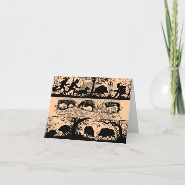 Tarjeta De Agradecimiento Caza de jabalí - Selva negra alemana o bávara (Anverso)
