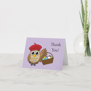Tarjeta De Agradecimiento Caza divertida de huevos de búho de Pascua   Perso