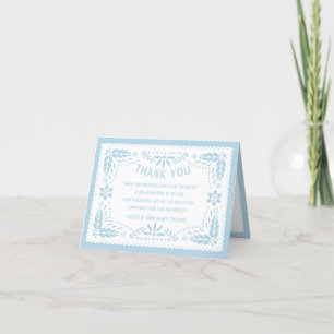 Tarjeta De Agradecimiento Cebollo azul y blanco papel picante Niño niño Duch
