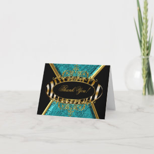 Tarjeta de agradecimiento cebra azul verdoso negro
