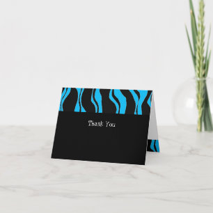 Tarjeta De Agradecimiento Cebra de rayas negras y azules, gracias