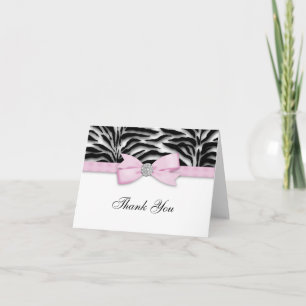 Tarjeta De Agradecimiento Cebra Rosa Gracias