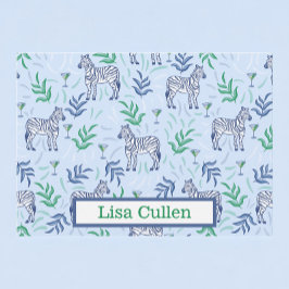 Tarjeta De Agradecimiento Cebras de cachorro personalizadas y azul de Martin