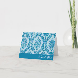 Tarjeta De Agradecimiento Celadon Blue Damask Thank You