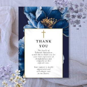 Tarjeta De Agradecimiento Celebración Azul De La Vida De Funeral De La Marin